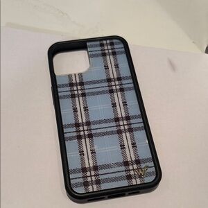 Wildflower Blue and Black Plaid iPhone Case
